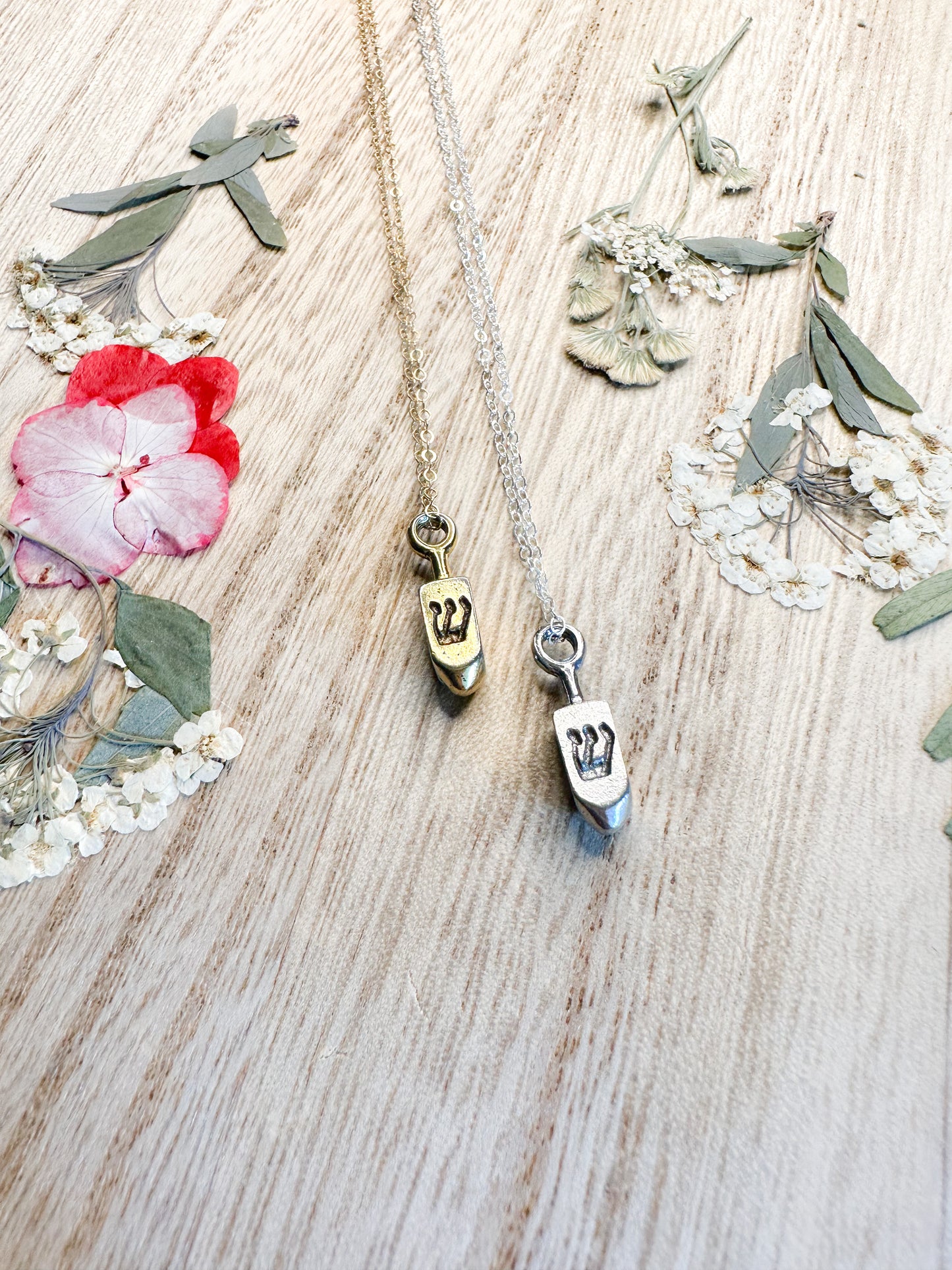 Dreidel necklace in gold or silver