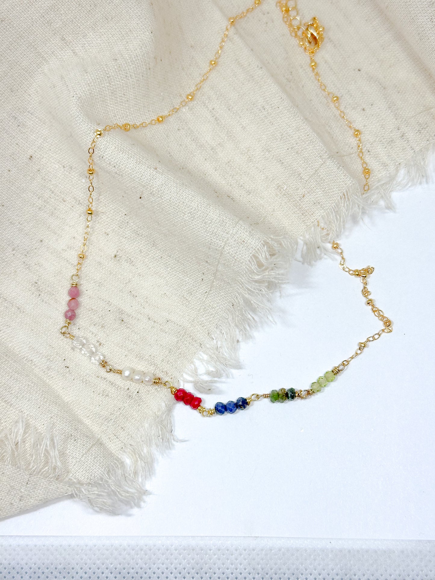 Personalized family birthstone necklace