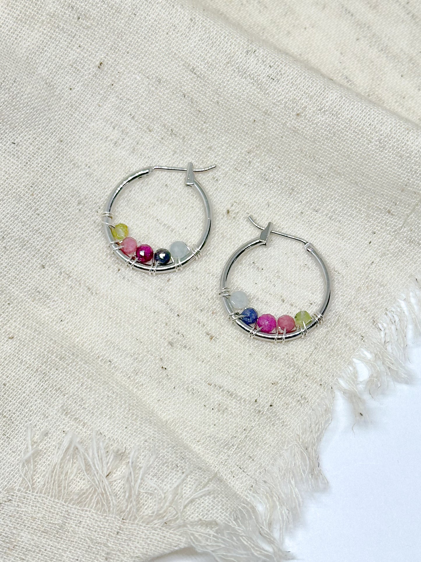 Custom birthstone earrings - silver/gold hoops!