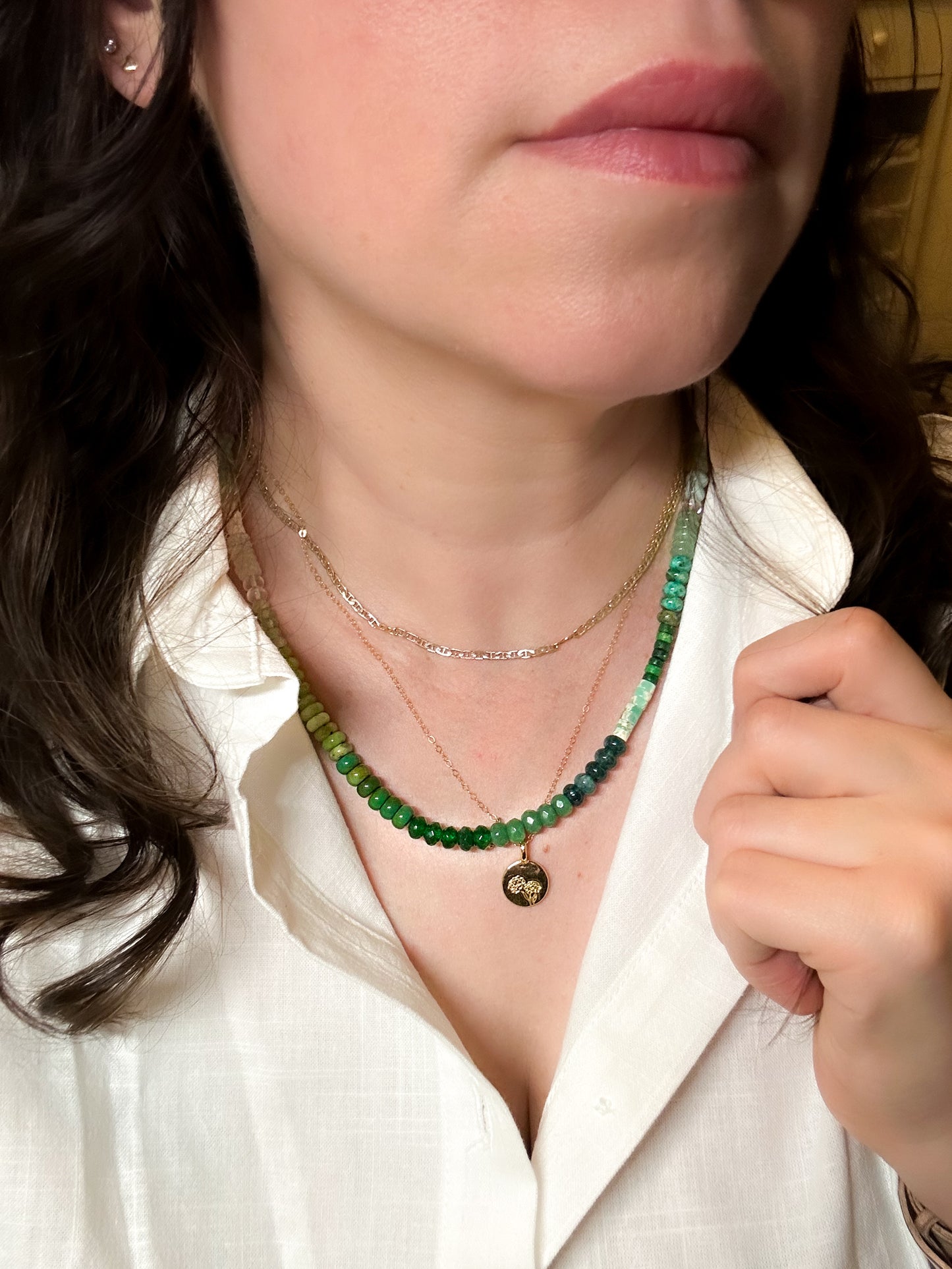 Green gemstone necklace