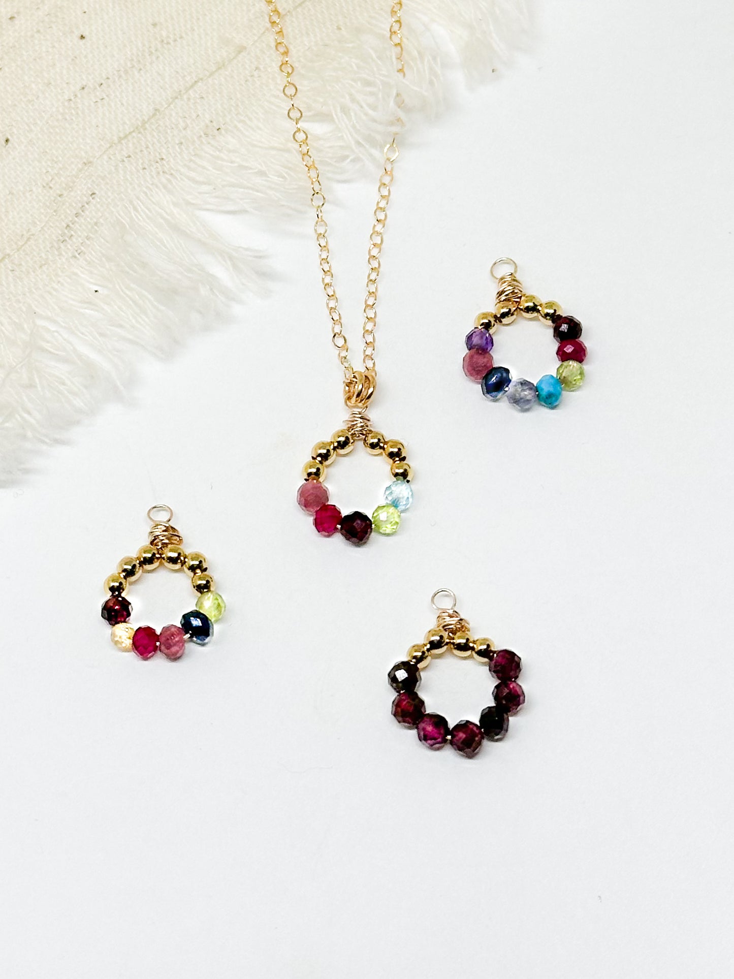 Custom birthstone necklace - circle