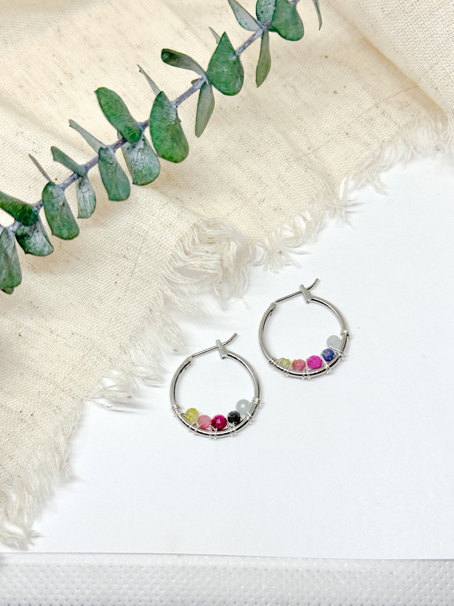 Custom birthstone earrings - silver/gold hoops!