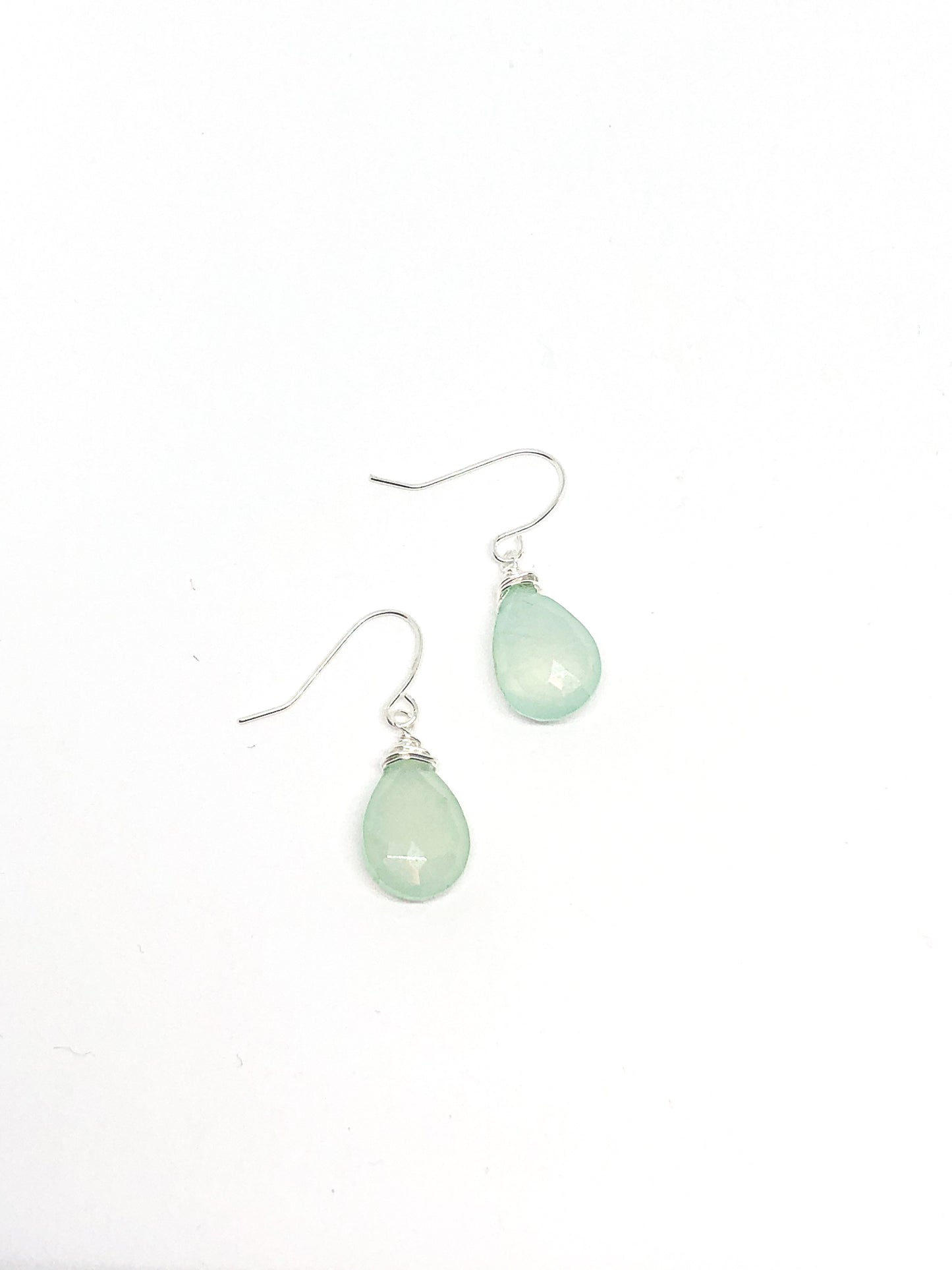 Chalcedony mint green teardrop earrings