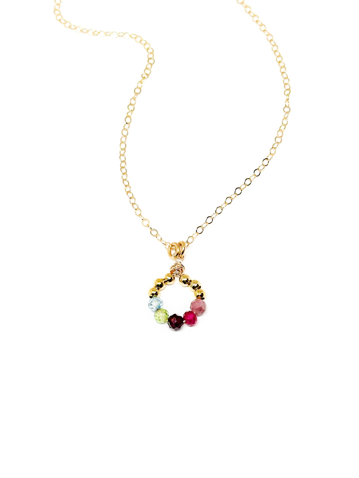 Custom birthstone necklace - circle