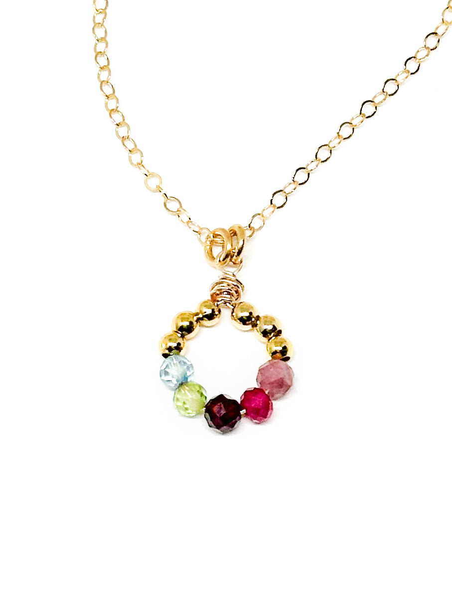 Custom birthstone necklace - circle