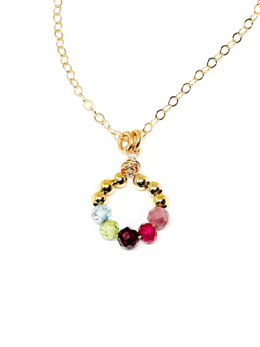 Custom birthstone necklace - circle