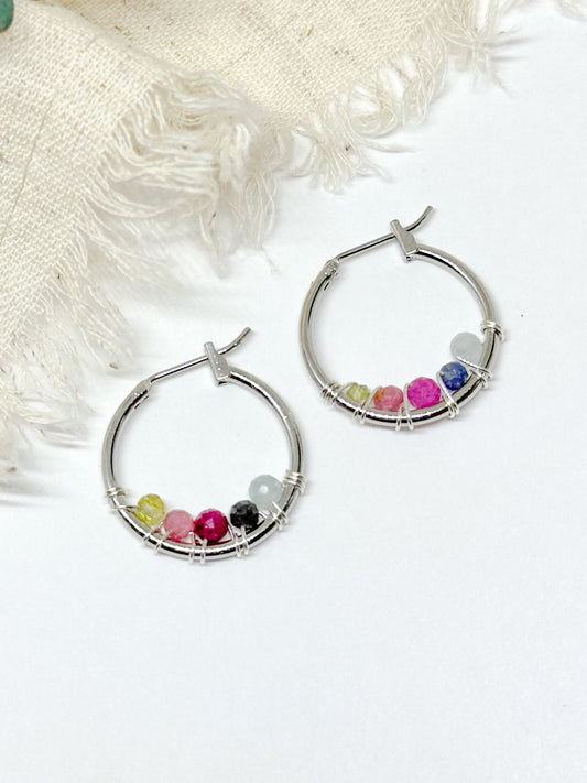 Custom birthstone earrings - silver/gold hoops!
