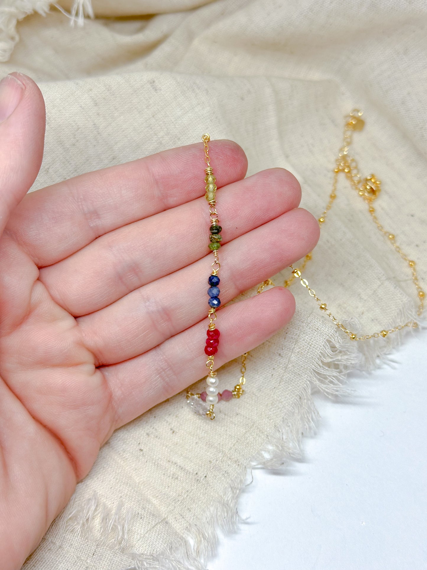 Personalized family birthstone necklace