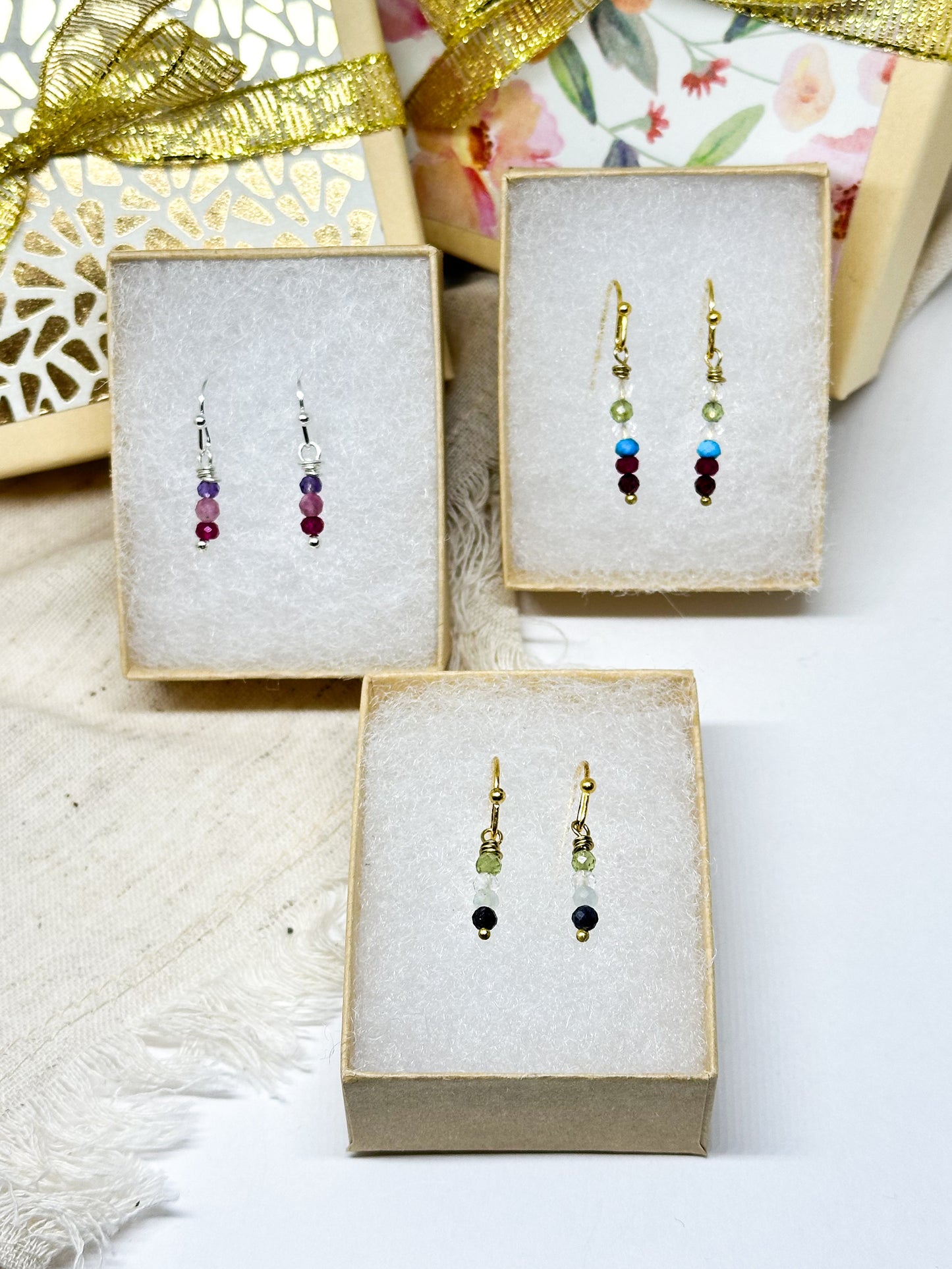 Family birthstone earrings