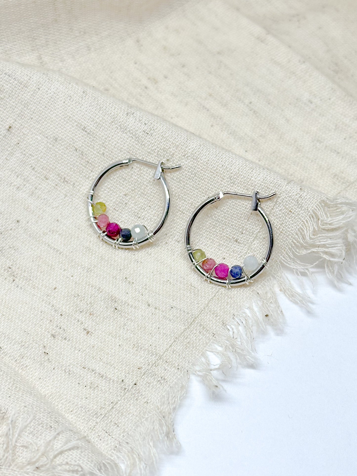 Custom birthstone earrings - silver/gold hoops!