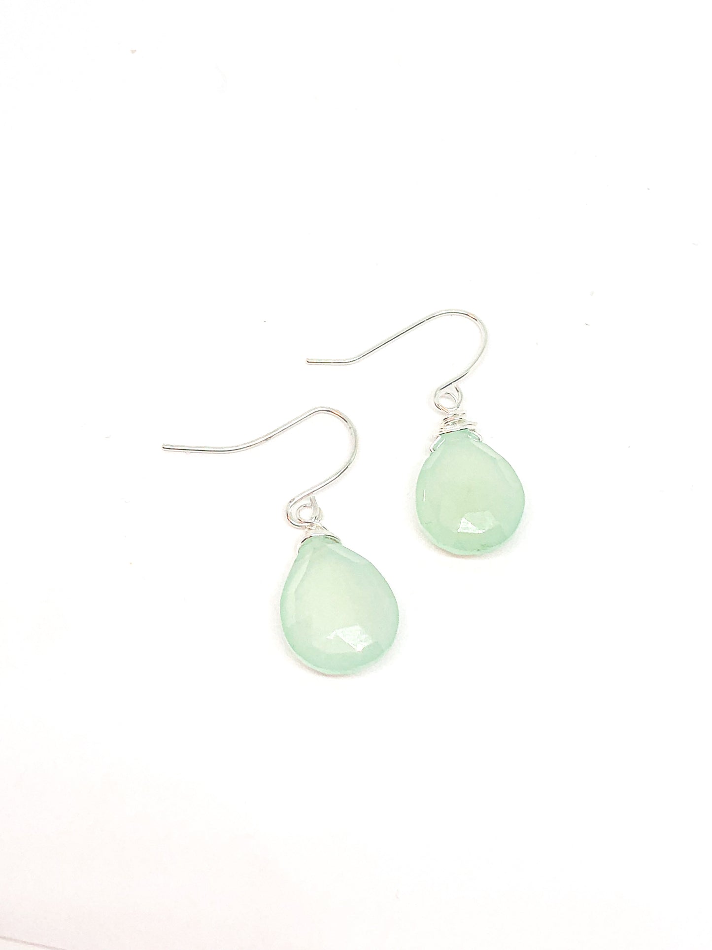 Chalcedony mint green teardrop earrings
