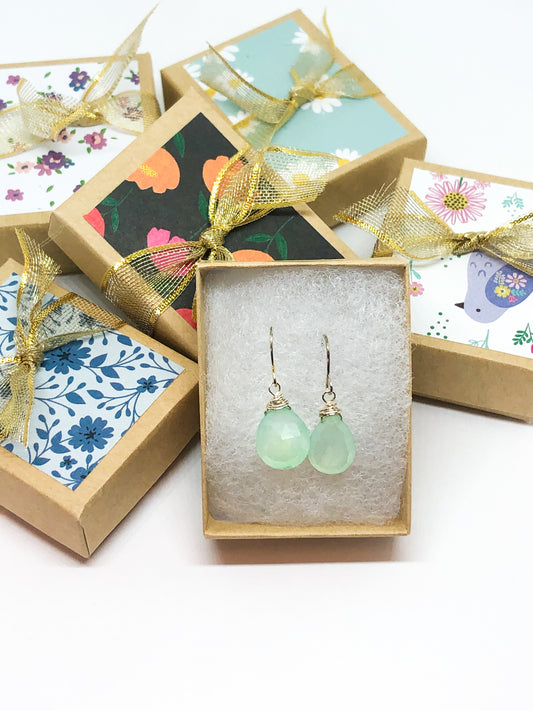 Chalcedony mint green teardrop earrings