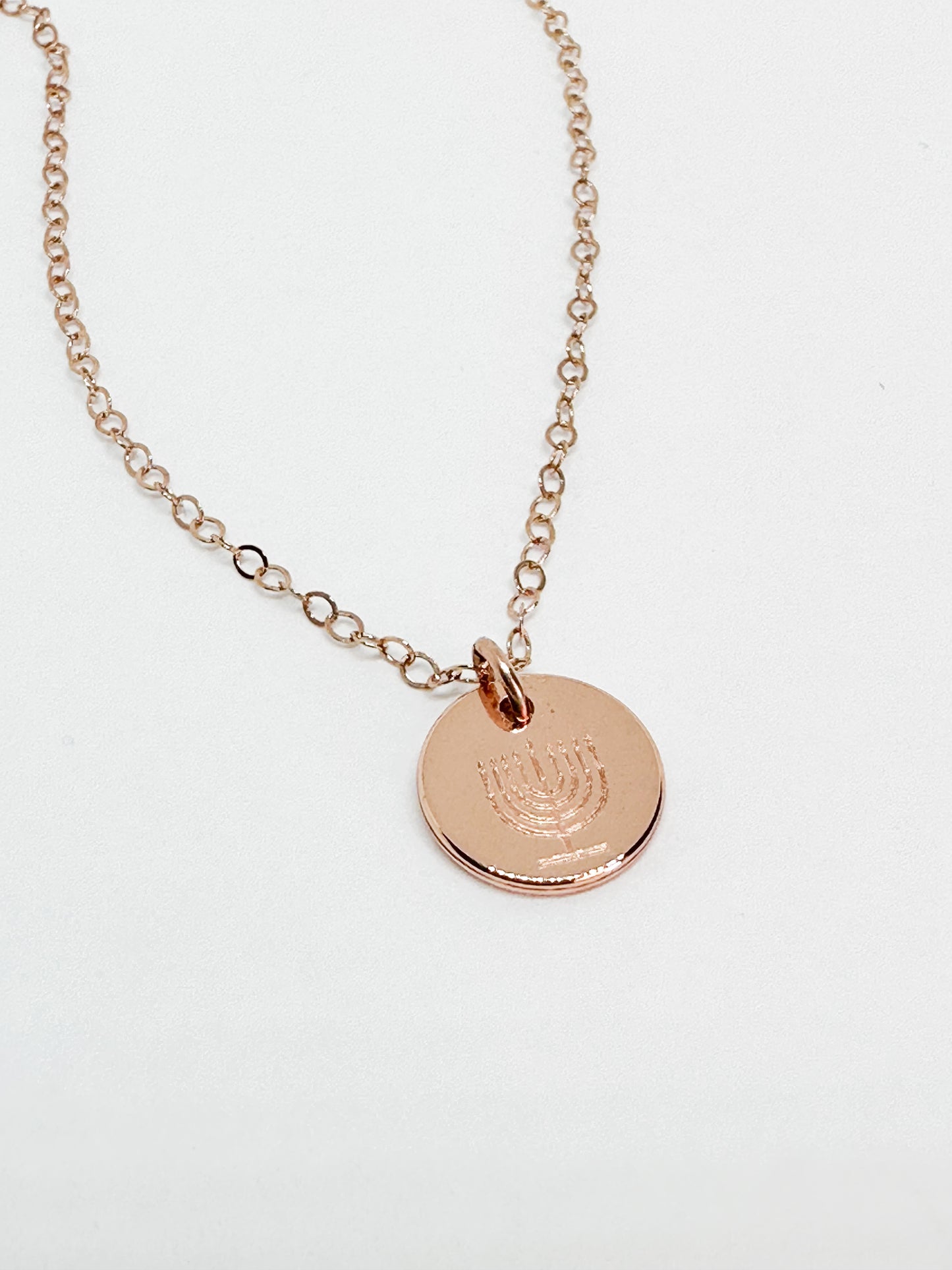 Hanukkah necklace rose gold