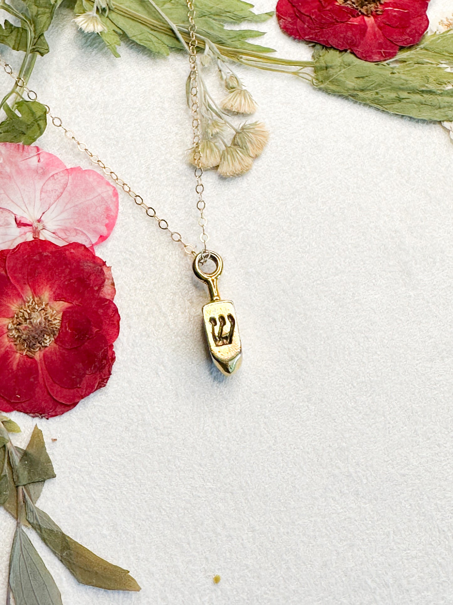 Dreidel necklace in gold or silver