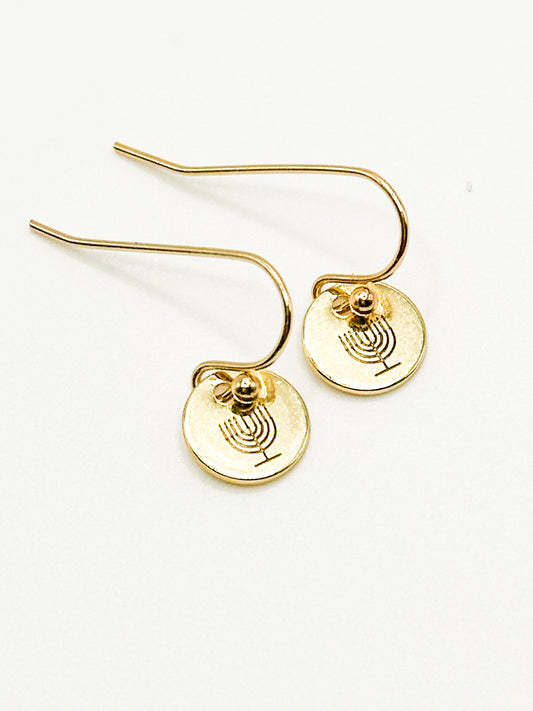 Menorah earrings gold
