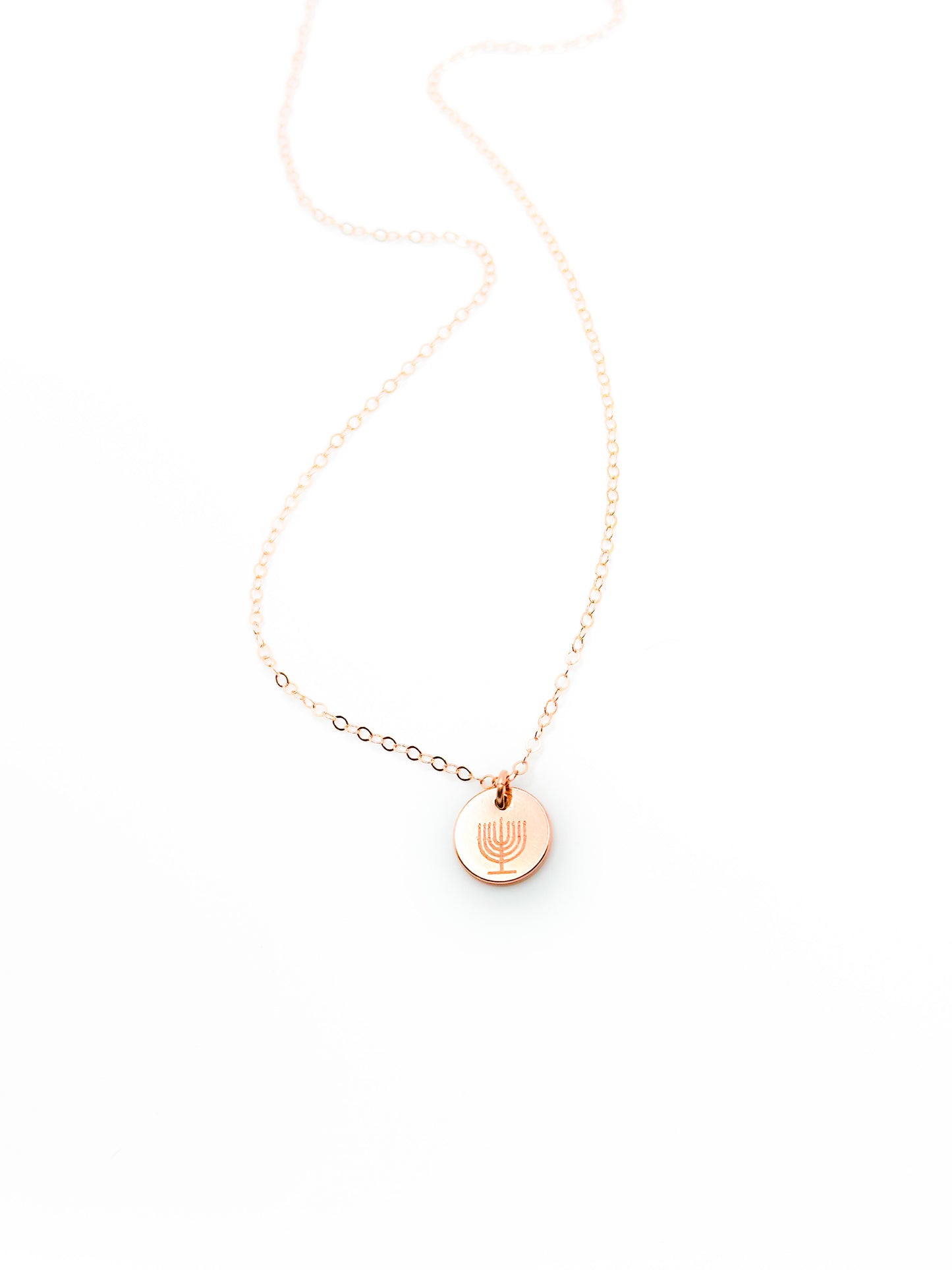 Hanukkah necklace rose gold
