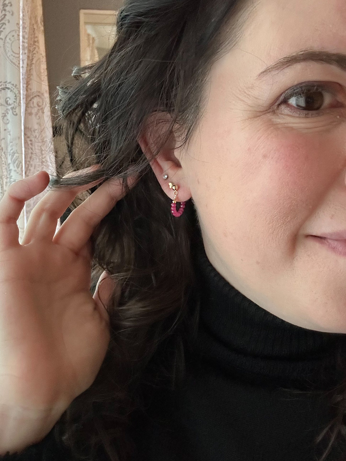 Birthstone hoop earrings September - sapphire