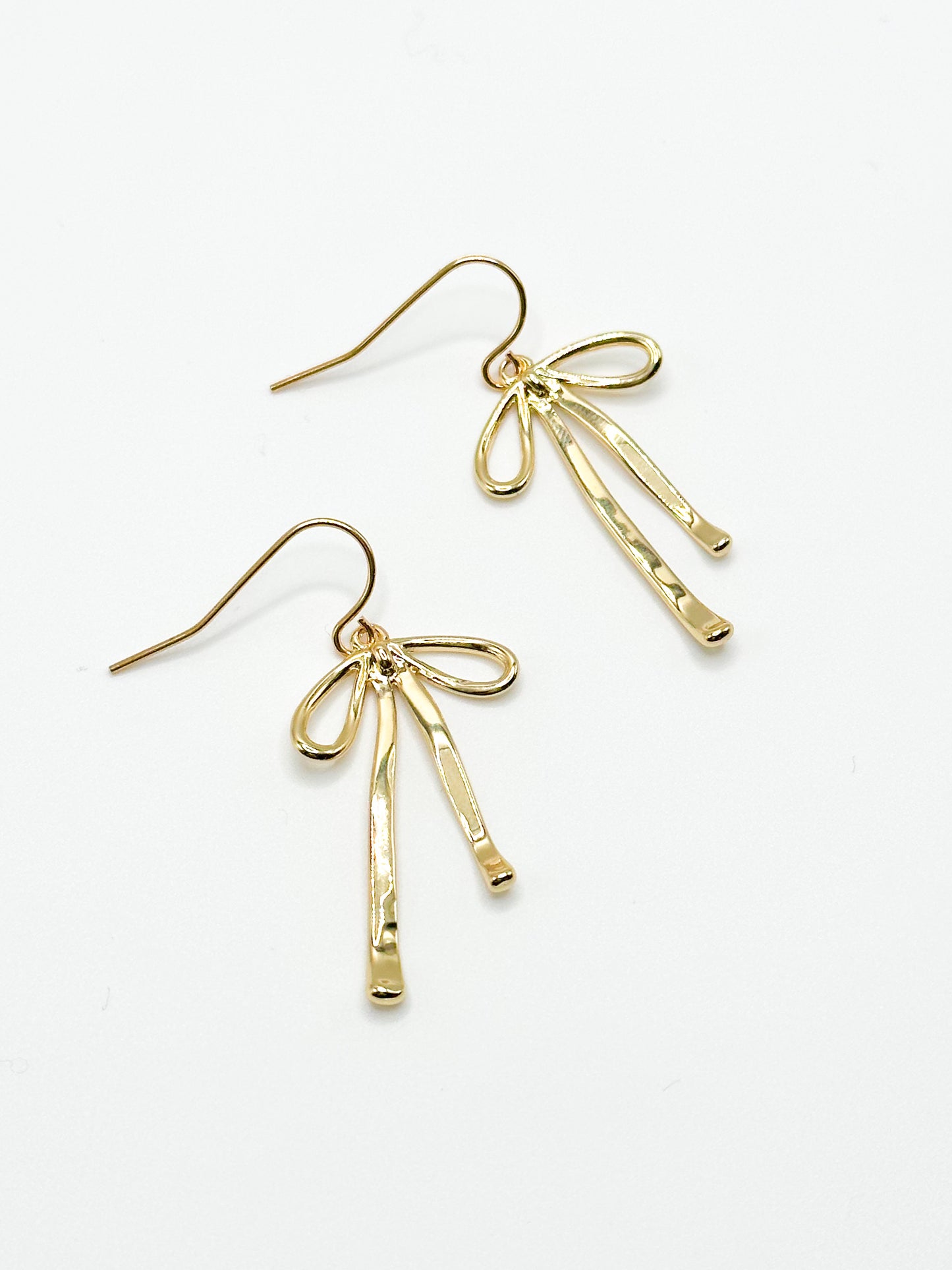 Gold bow earrings (like ribbon!)