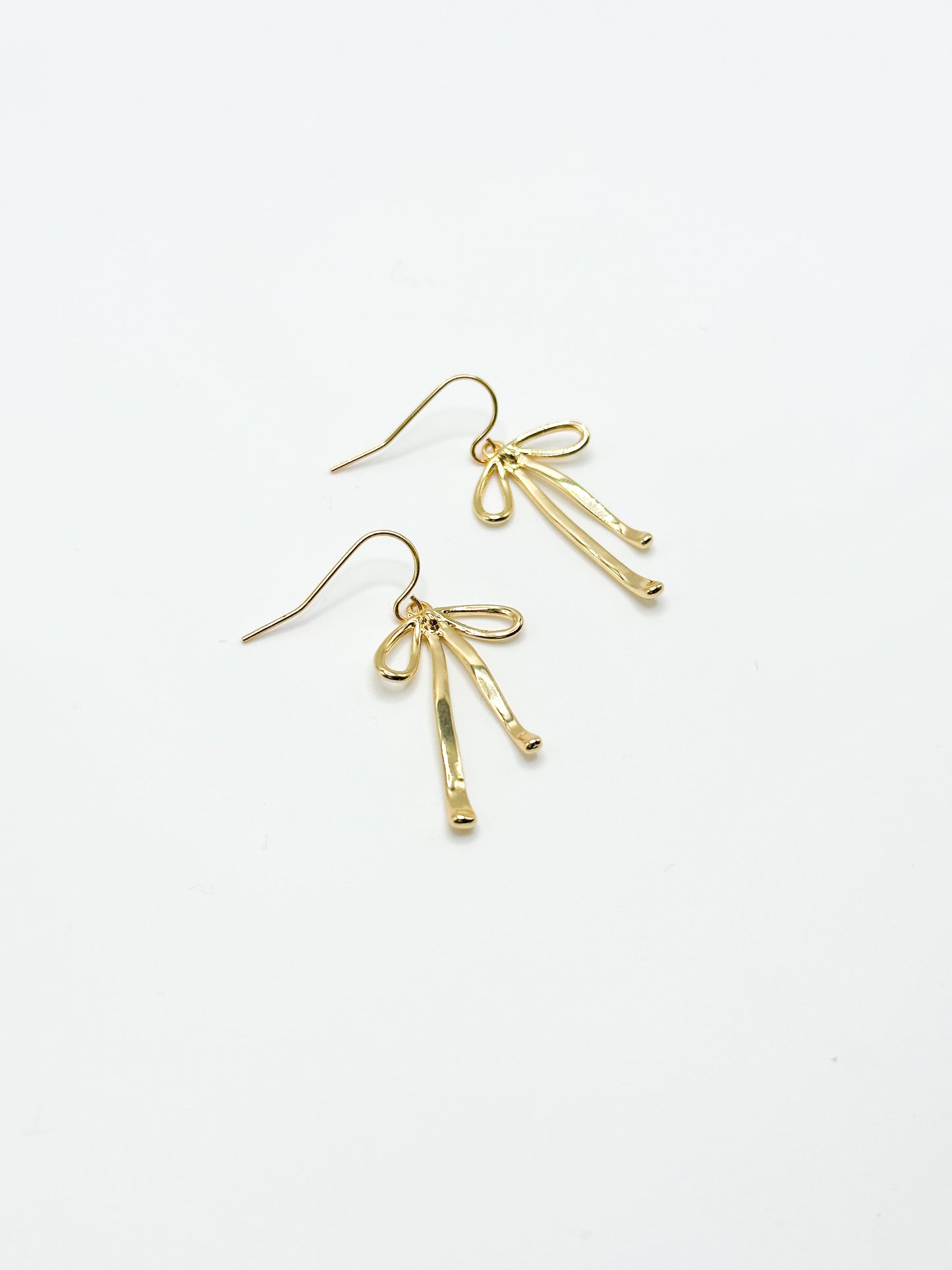 Gold bow earrings (like ribbon!)