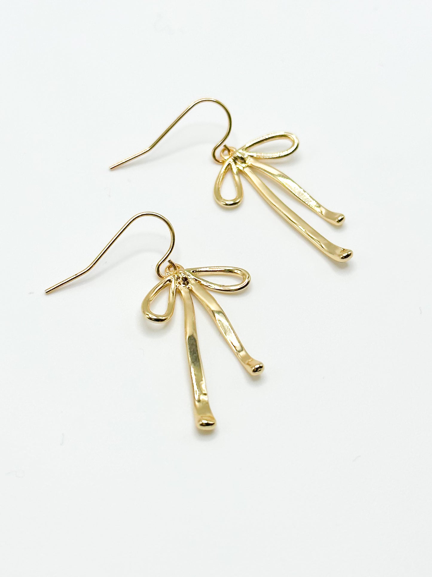 Gold bow earrings (like ribbon!)