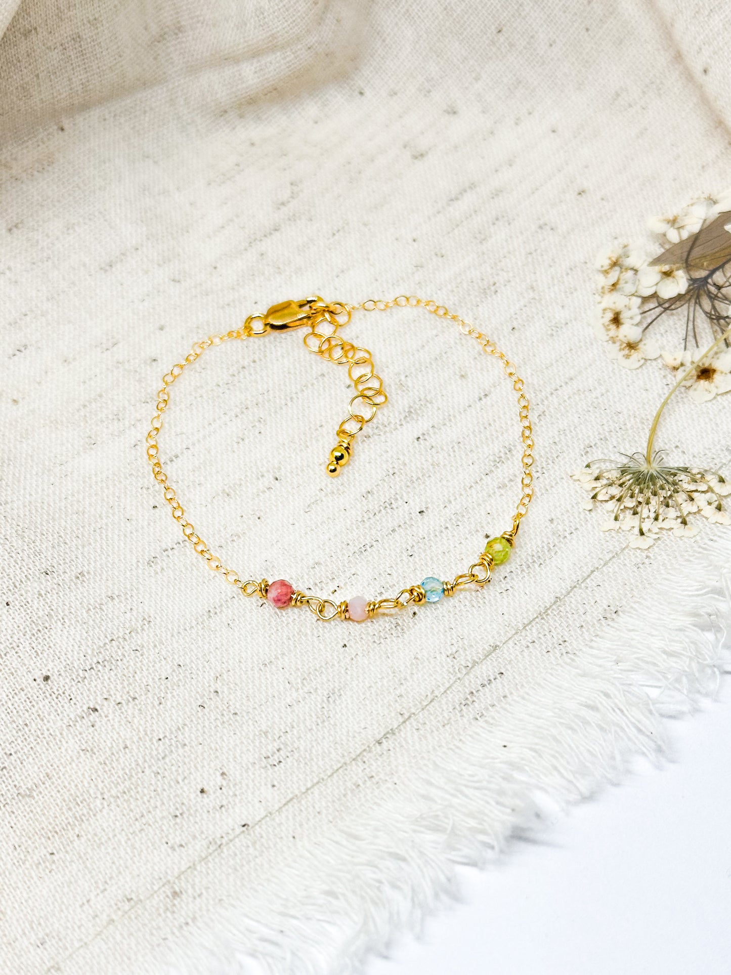 Custom birthstone bracelet- wire wrapped