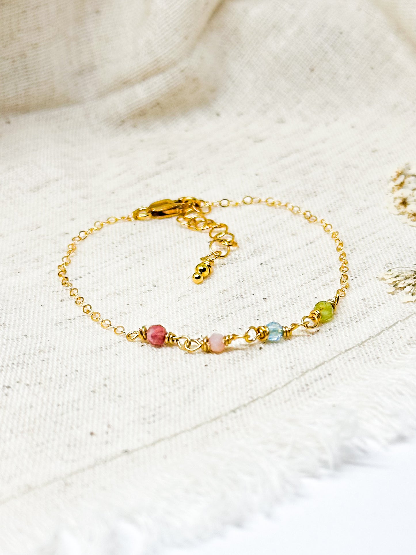 Custom birthstone bracelet- wire wrapped