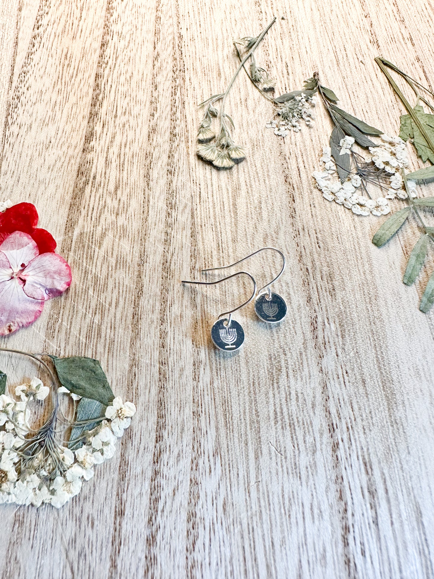 Menorah earrings silver