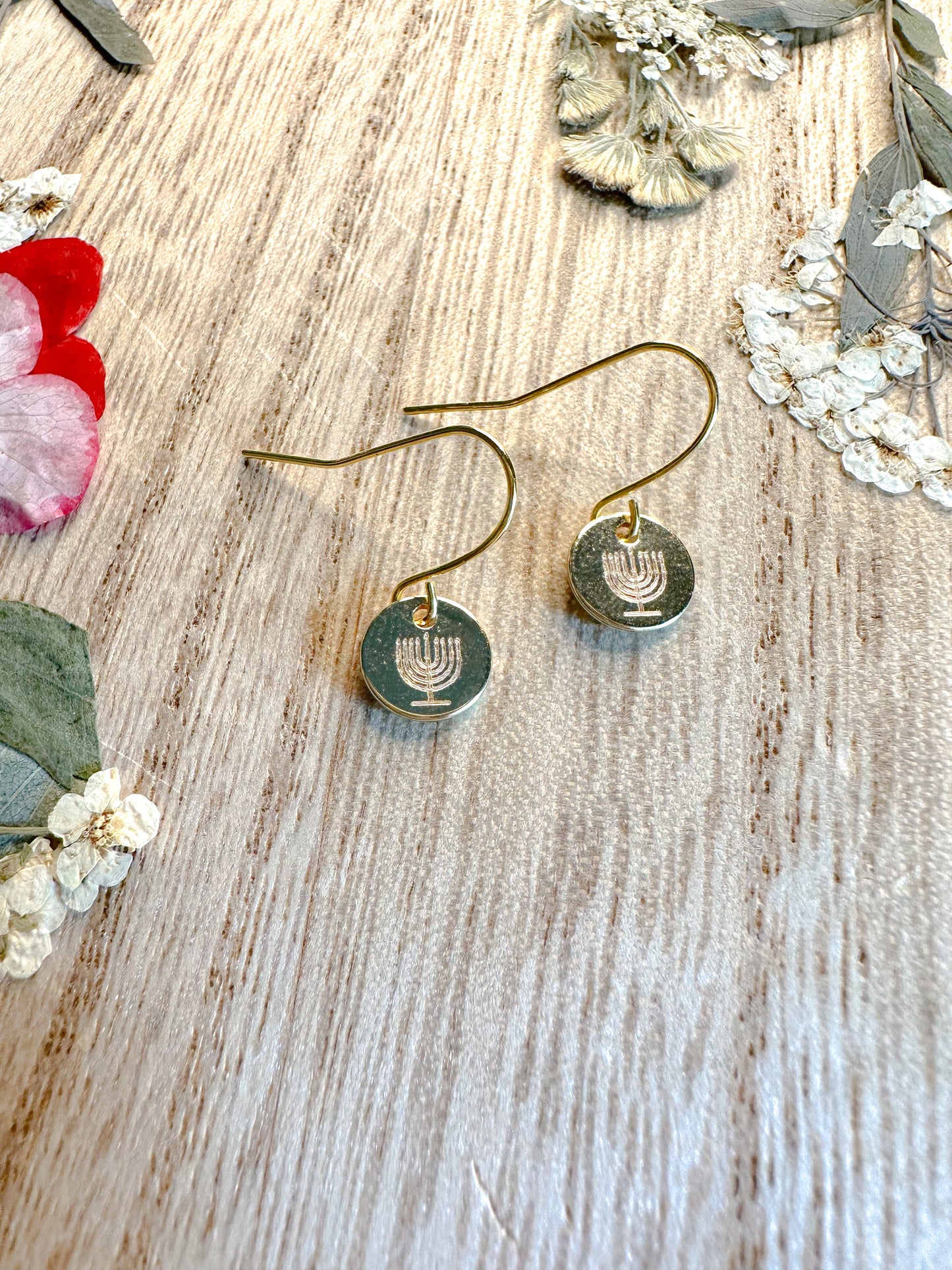 Menorah earrings gold