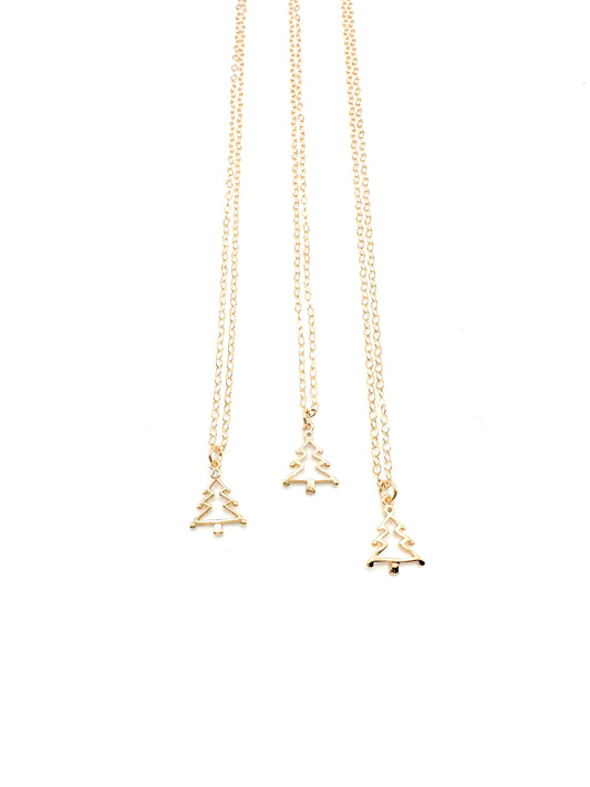 Gold Christmas tree necklace