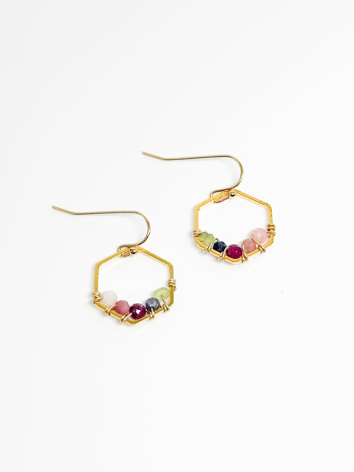 Mother's Day Gift - custom birthstone earrings - hexagon