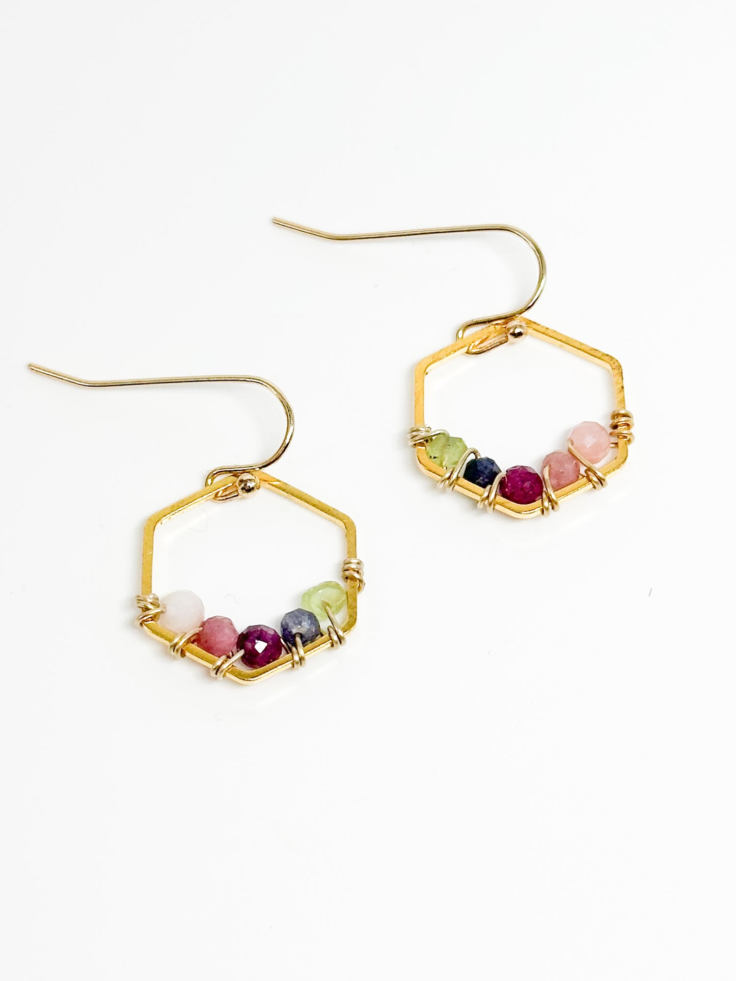 Mother's Day Gift - custom birthstone earrings - hexagon