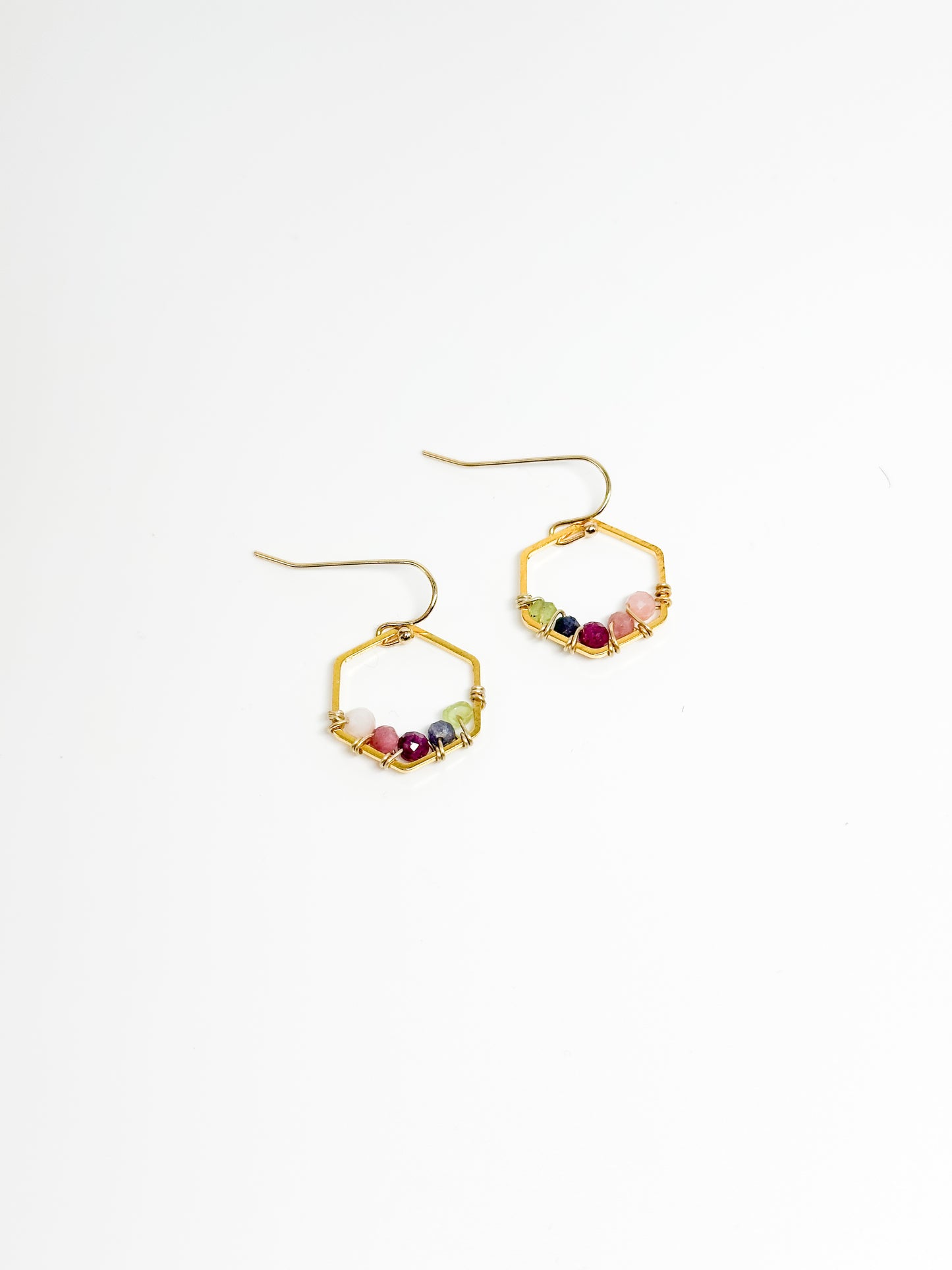 Mother's Day Gift - custom birthstone earrings - hexagon