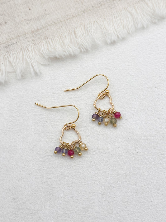 Family birthstone heart earrings