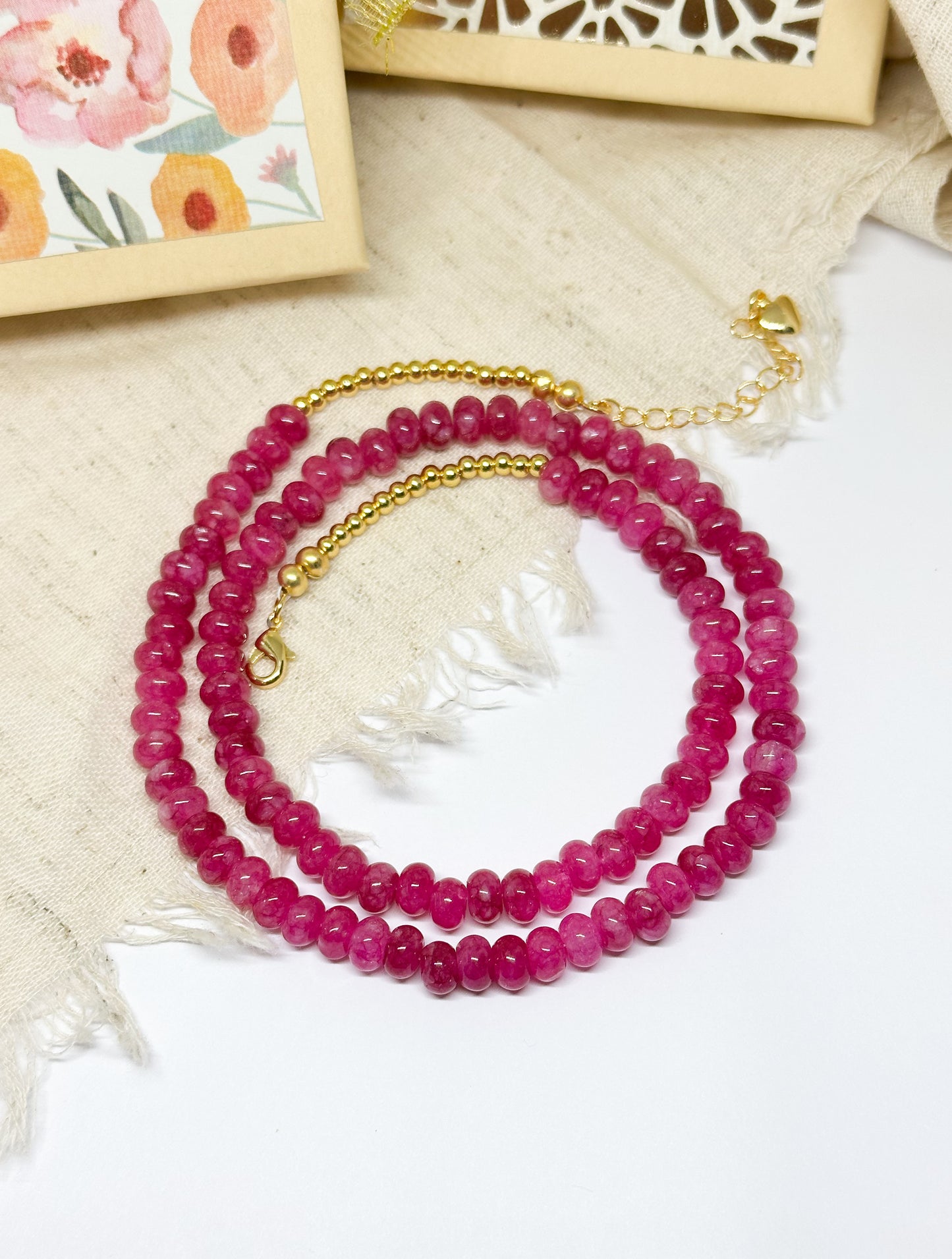 Pink gemstone necklace