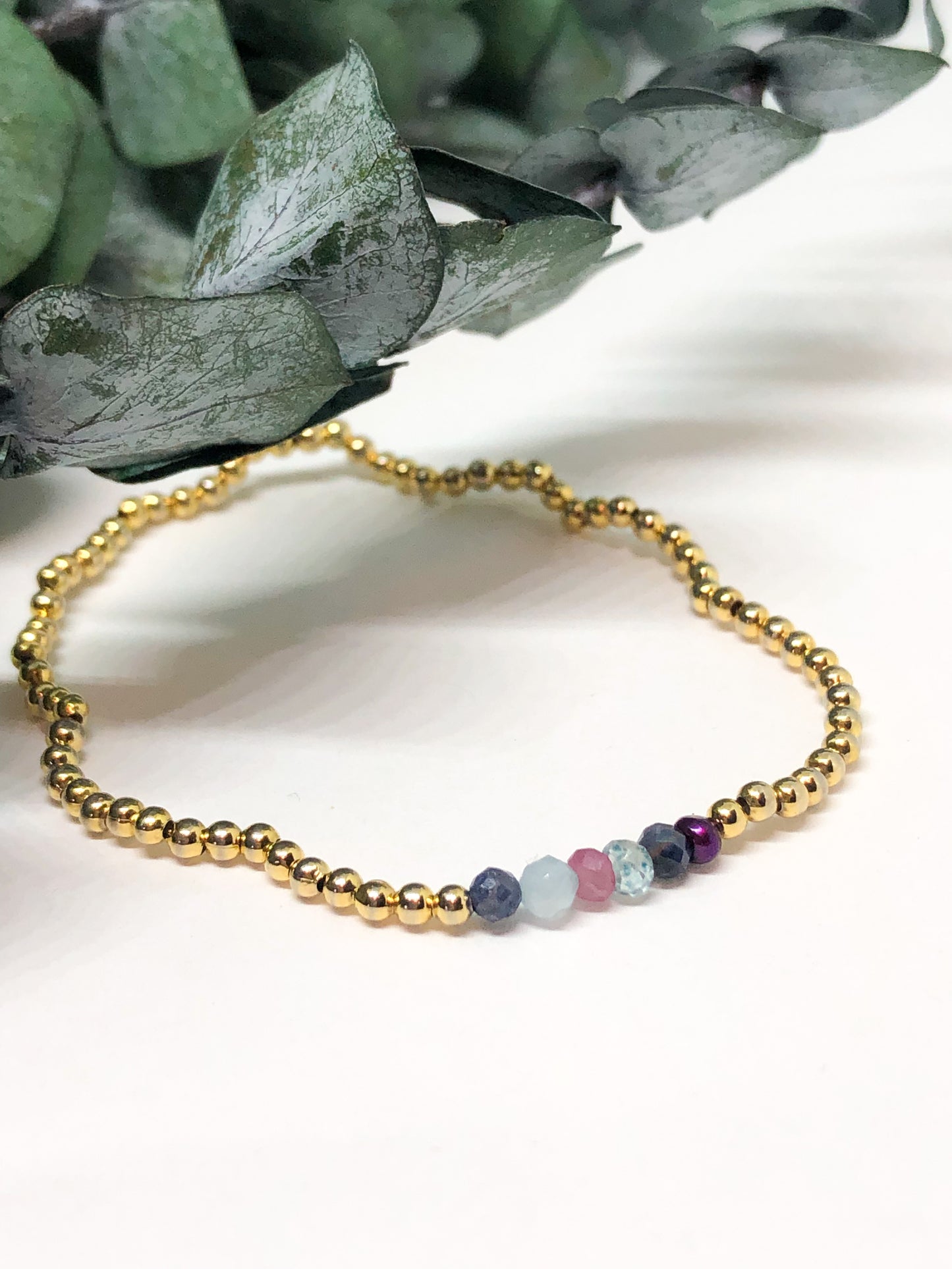 Custom birthstone bracelet gold filled