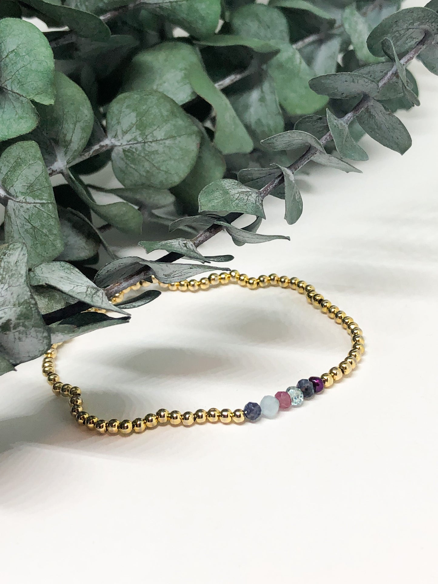 Custom birthstone bracelet gold filled