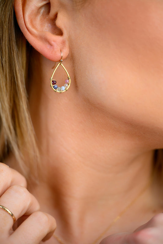 Valentine's Day Custom Birthstone Earrings - teardrop
