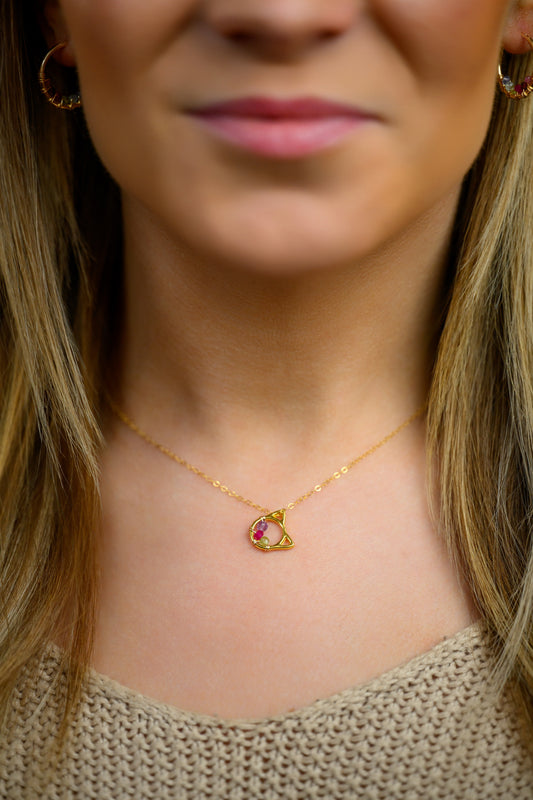 Cat family birthstone necklace