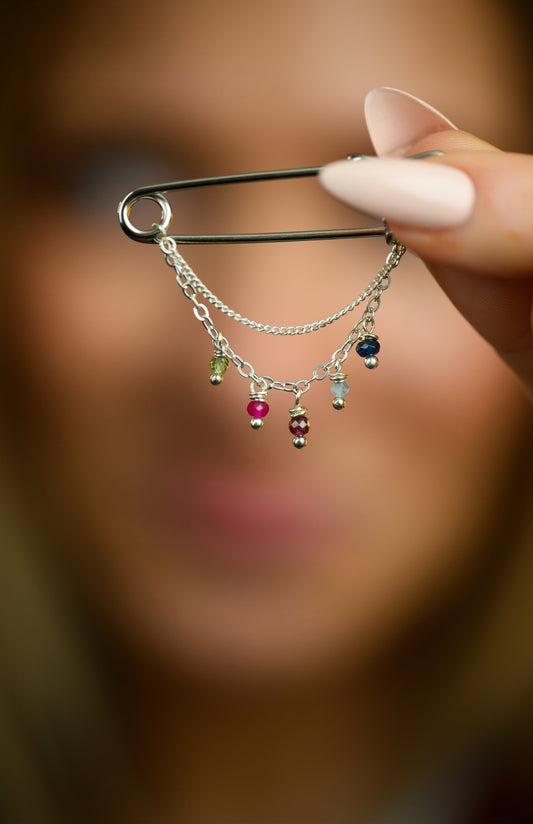 Family birthstone brooch
