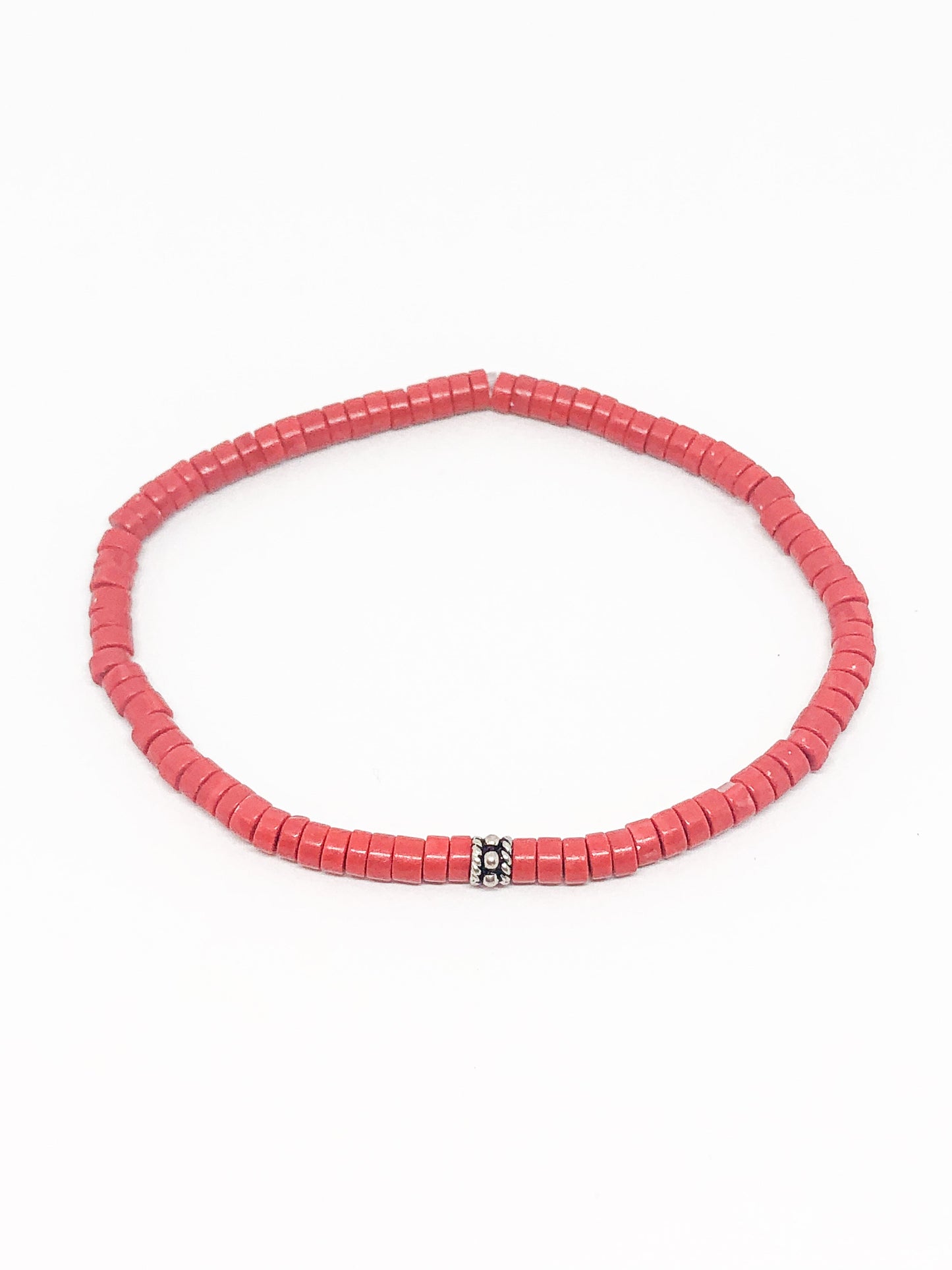 Father's Day gift ideas - Coral beaded bracelet with silver accent