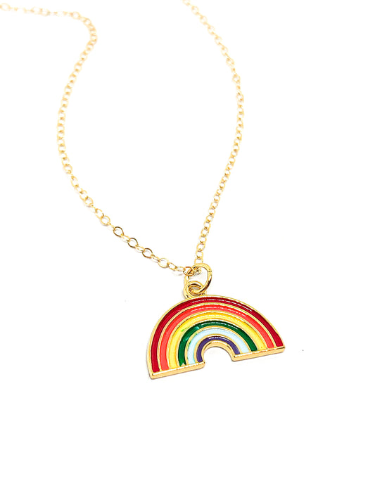 Rainbow necklace enamel