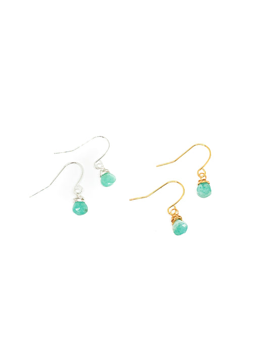 Amazonite earrings in gold or silver