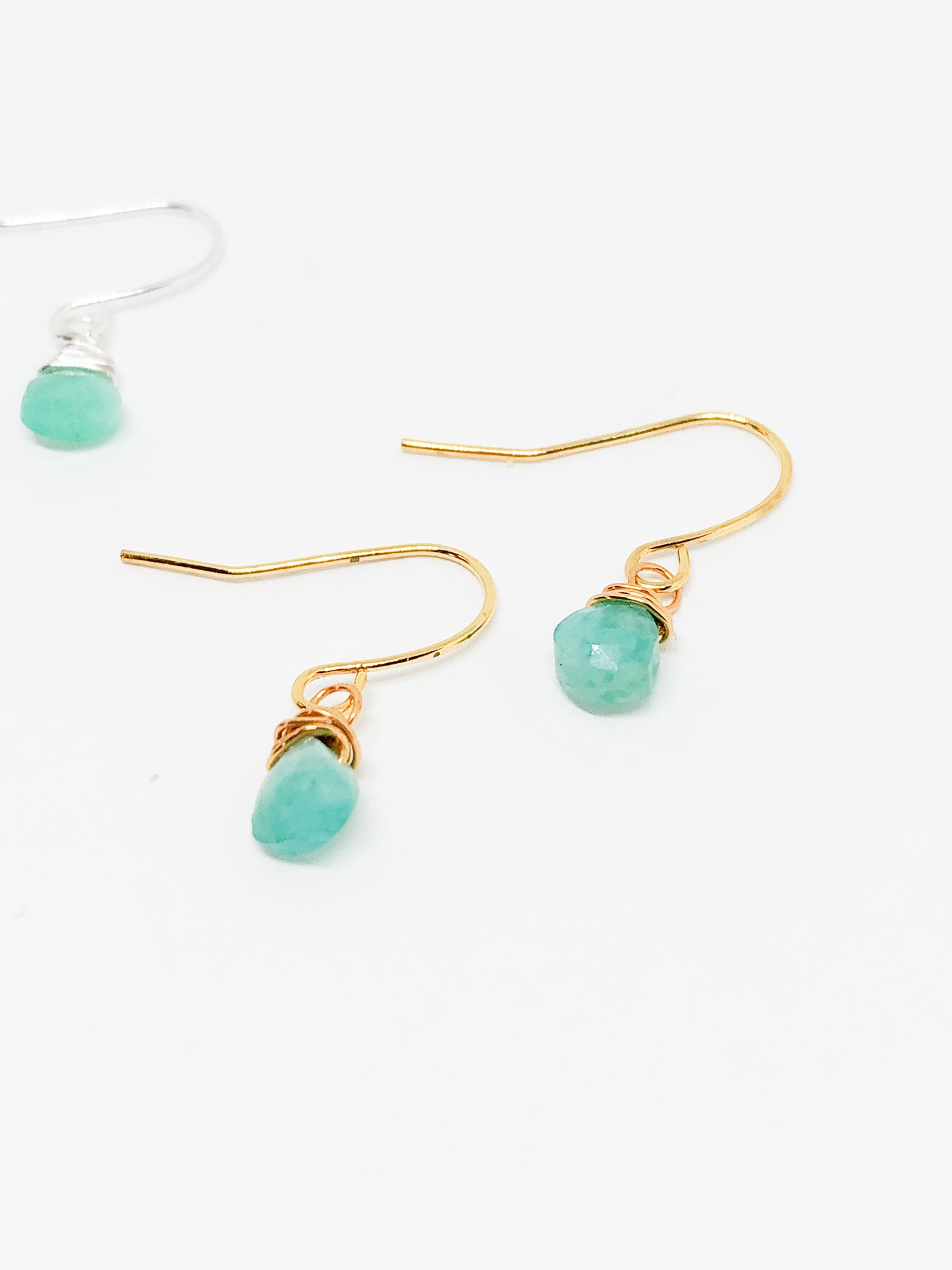 Amazonite earrings in gold or silver