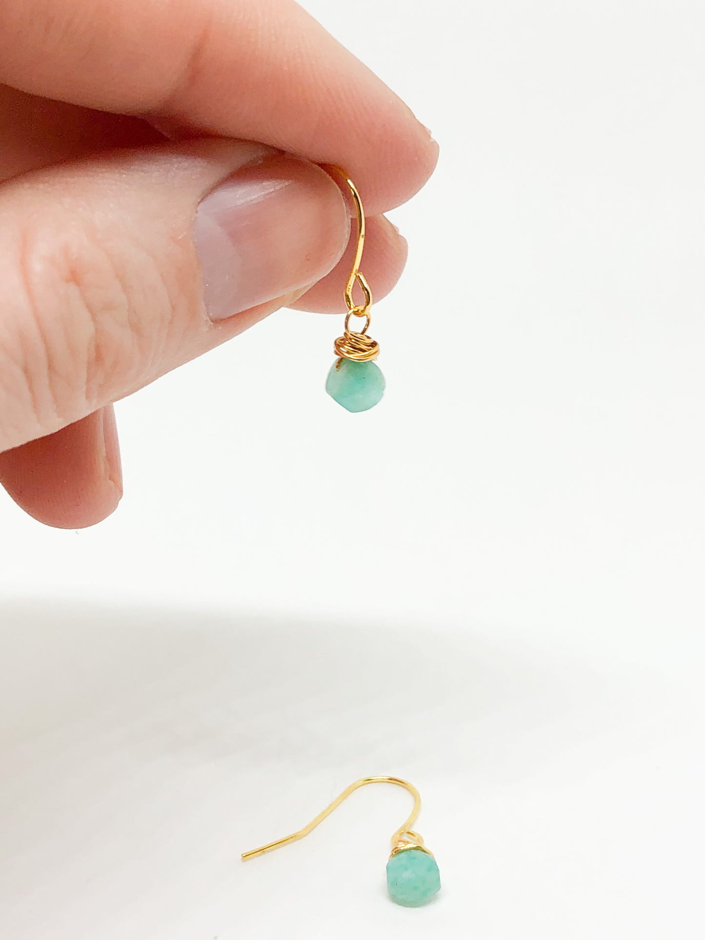 Amazonite earrings in gold or silver