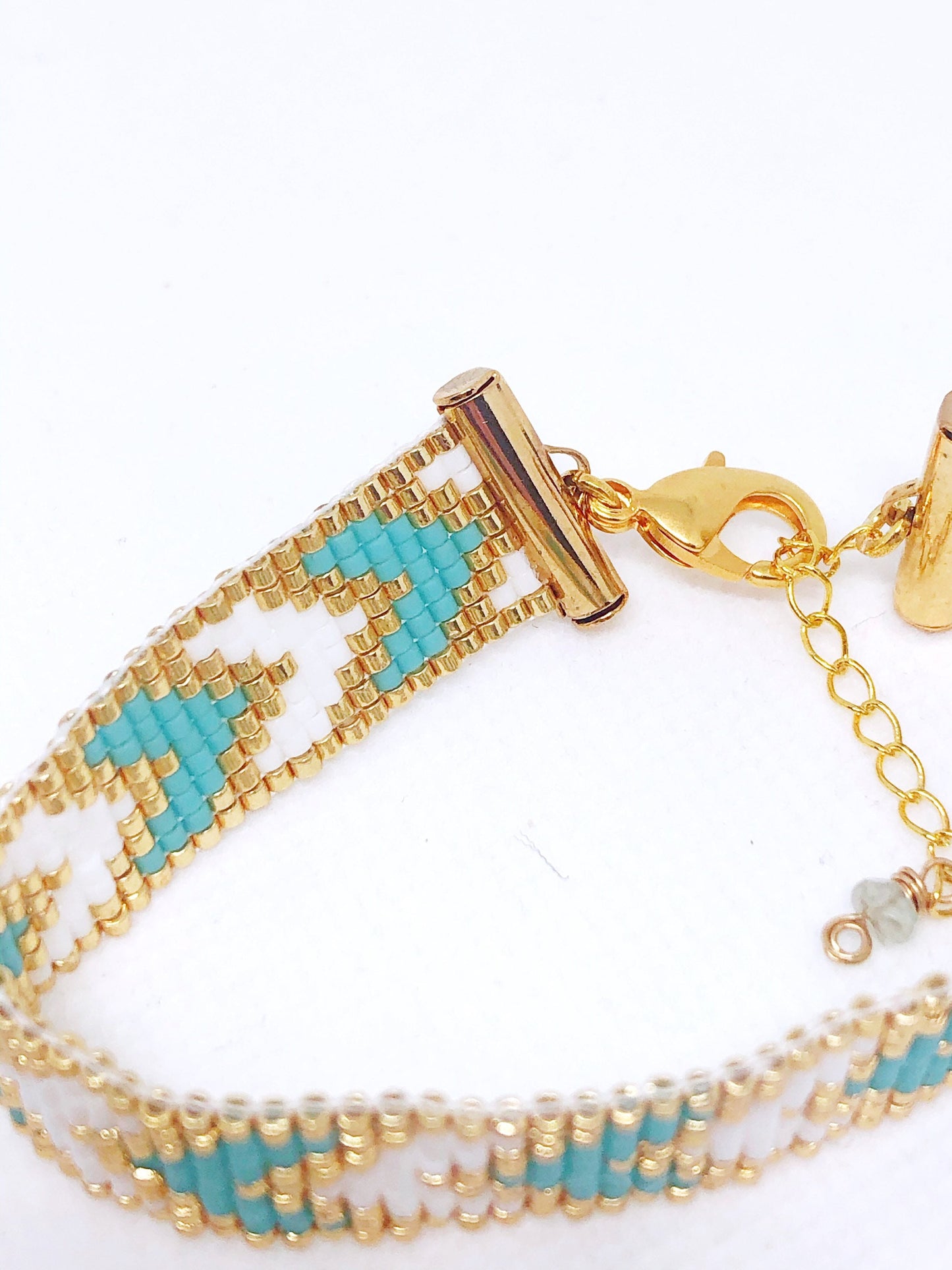 Turquoise bead loom bracelet