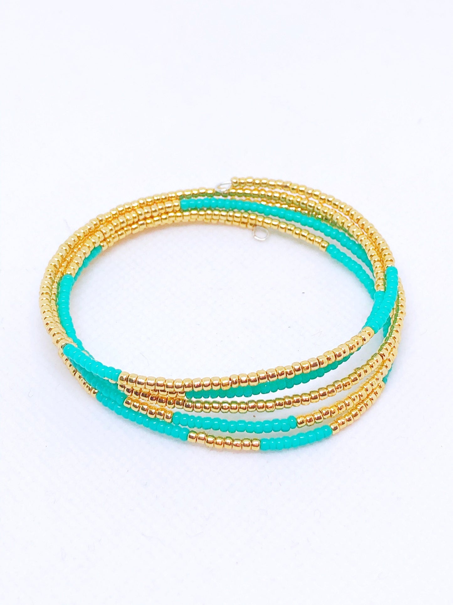 Turquoise wrap memory wire bracelet