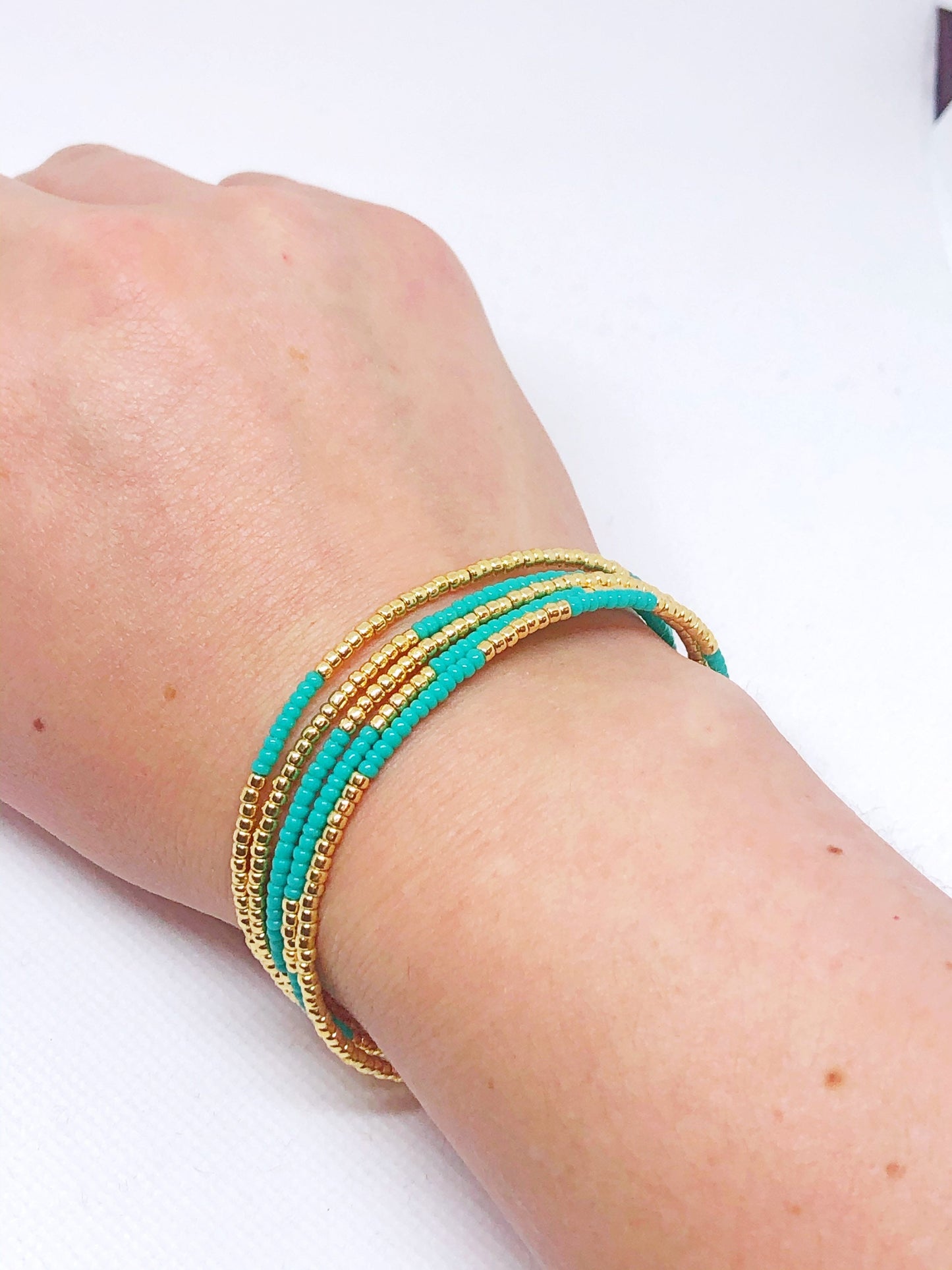 Turquoise wrap memory wire bracelet