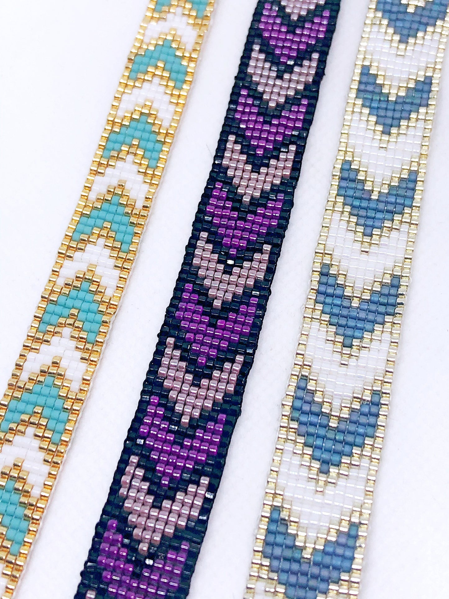 Blue chevron bead loom bracelet