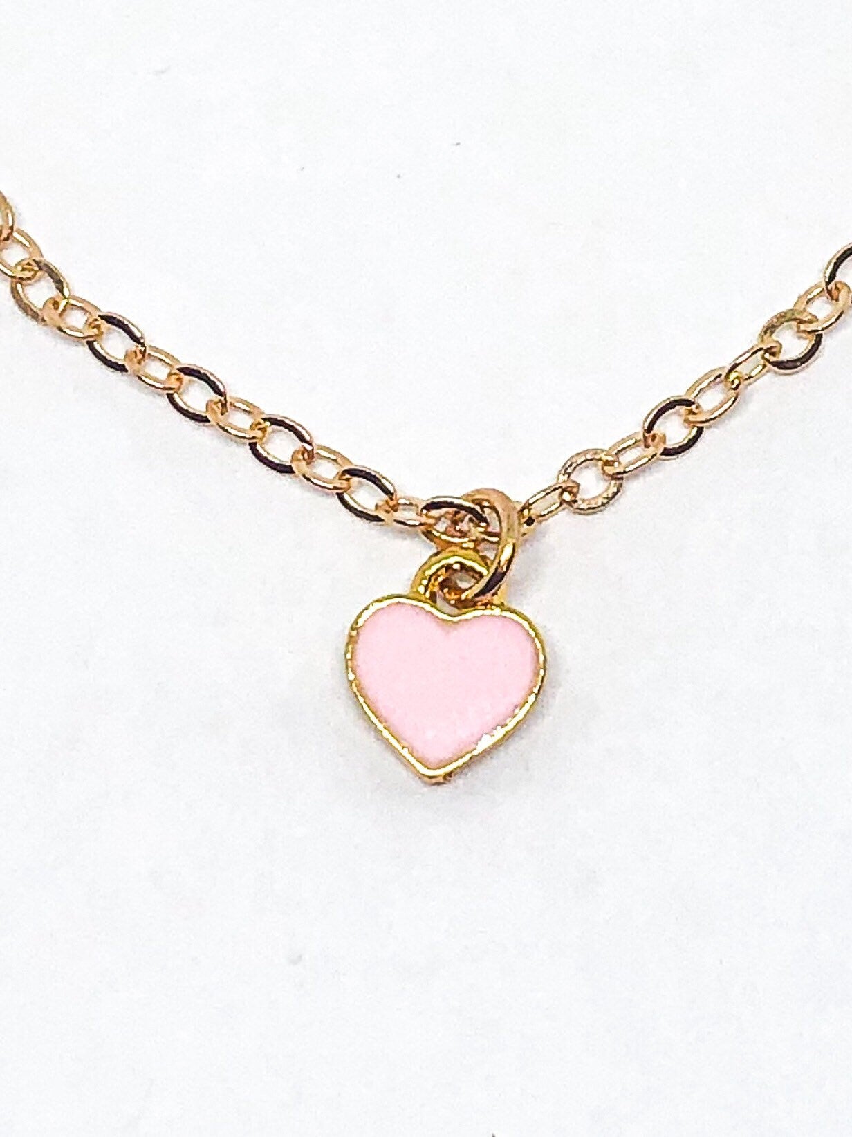 Pink dainty heart necklace