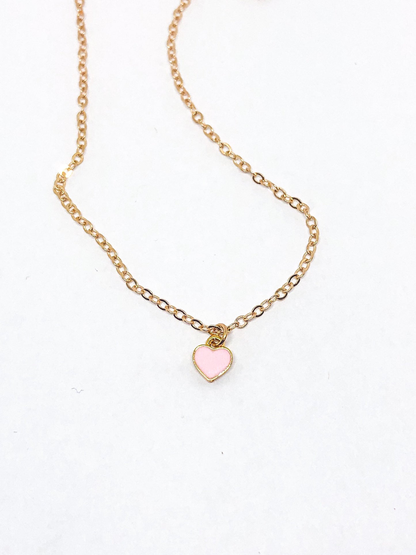 Pink dainty heart necklace